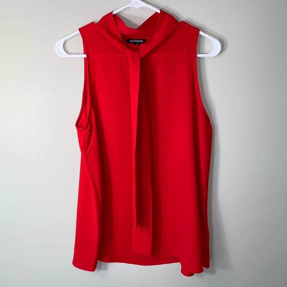 Women’s Tie Red Sleeveless Blouse - Medium